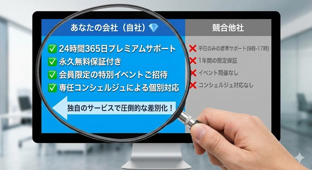 競合が提供していないサービス・特典を強調する
画像を作って