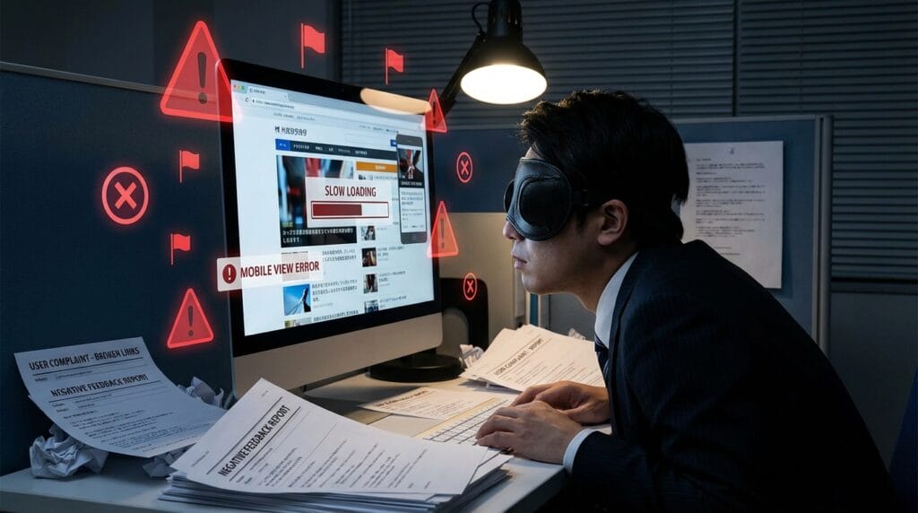 毎日自社のサイトを見ている担当者ほど、問題に気づきにくいものです。自社の問題点が見えていない。