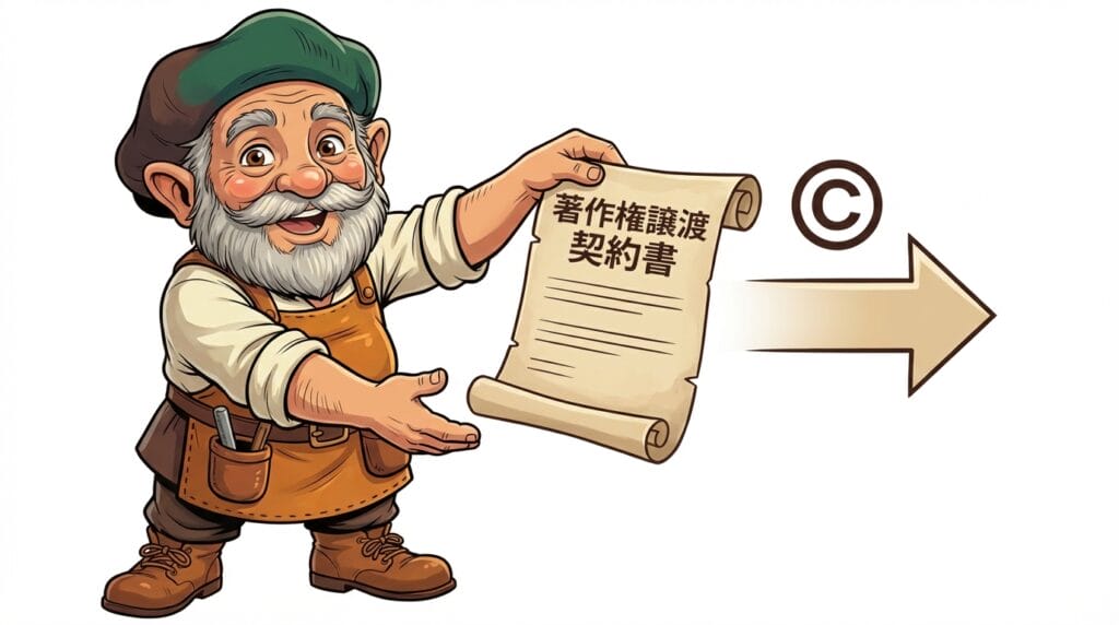 著作権は代金完済後に完全移転し、著作者人格権も行使しない